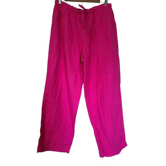 ICHI Pants - Ichi Antiquités Japan Hot Pink 100% Linen Wide Leg Pants Size 2(S/M) Drawstring